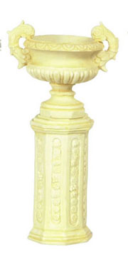 Dollhouse Miniature Ancient Urn W/Base/2 Set Ivory